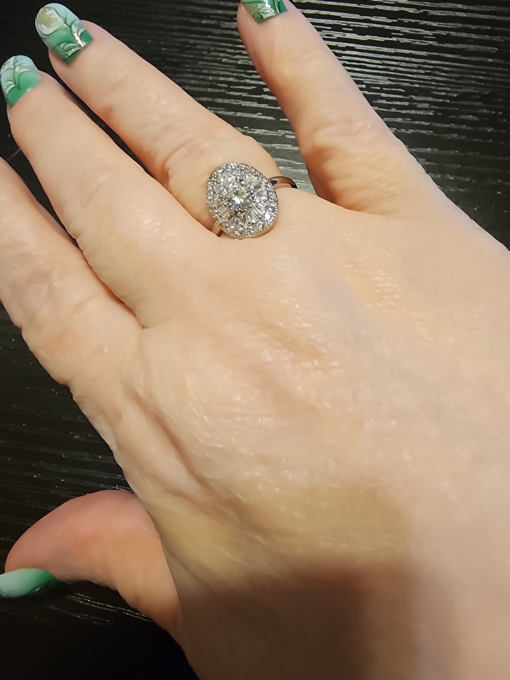 Classic Silver Halo Moissanite Ring — Size 7